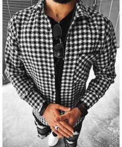 Mens Plaid Thick Woolen Casual Jacket Flannel
